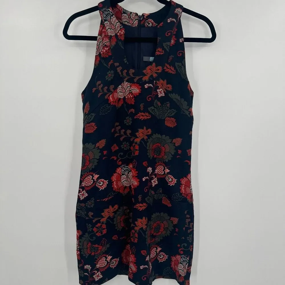 Eva Franco Cocktail Dress Women's 0 Multi Floral Pockets Back Zipper Sleeveless